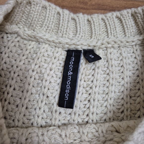 Moon & Madison Womens Neutral Cream Dot Cropped Knit Sweater Size Small - Picture 4 of 5